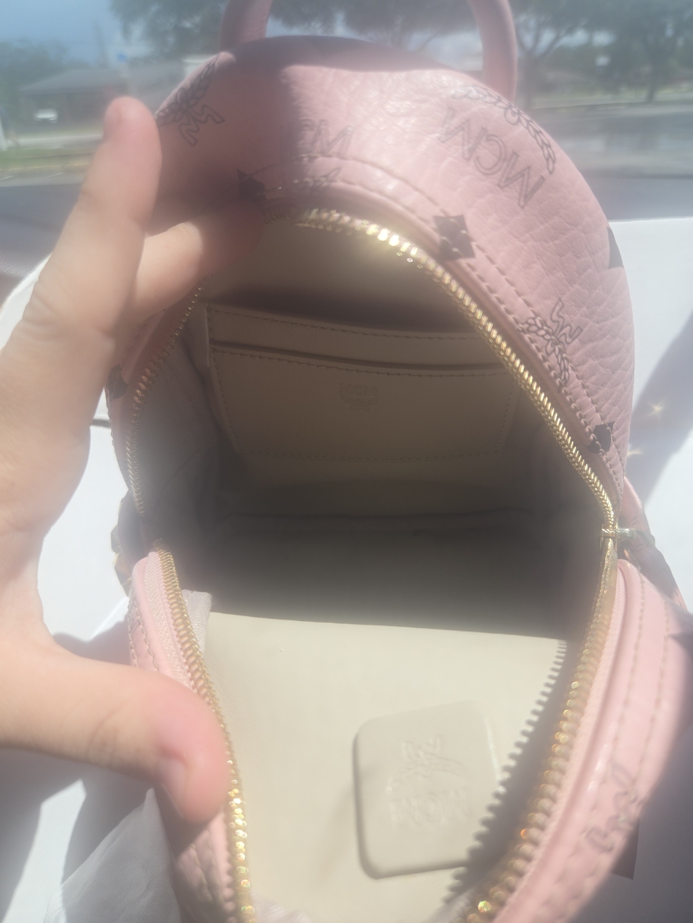 MCM Pink Leather Mini Backpack